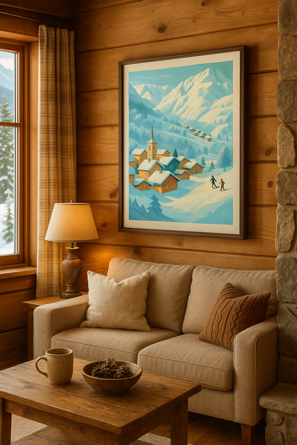Mise en situation Affiche de Village de Montagne - Évasion hivernale en douceur