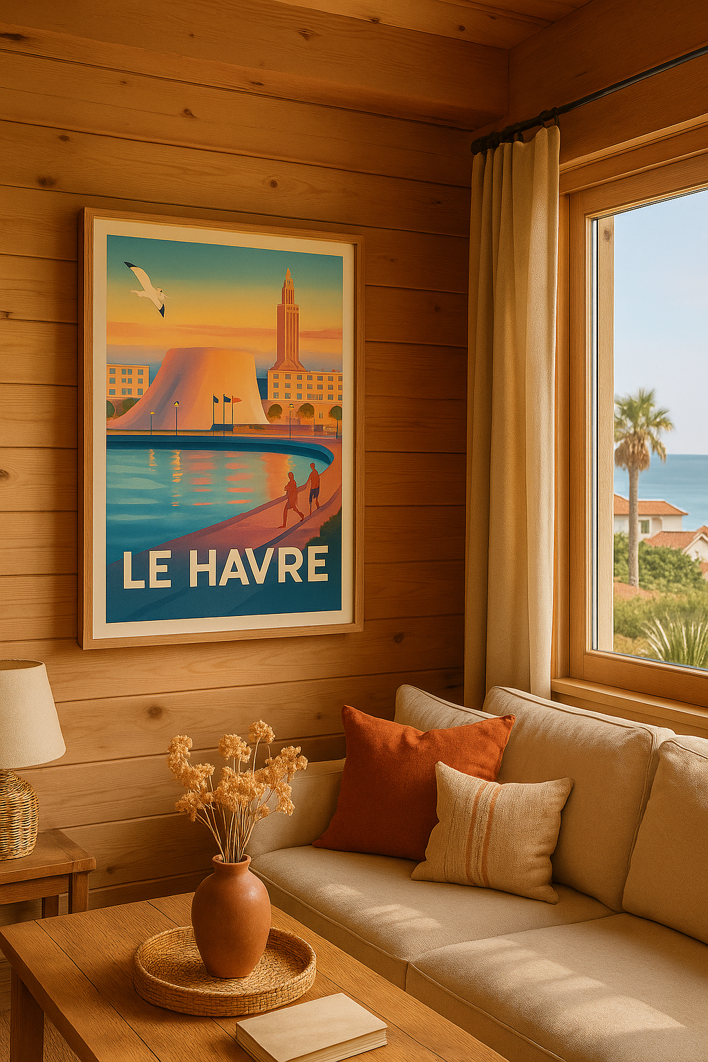 Mise en situation Affiche Le Havre - L'élégance du bord de mer au crépuscule