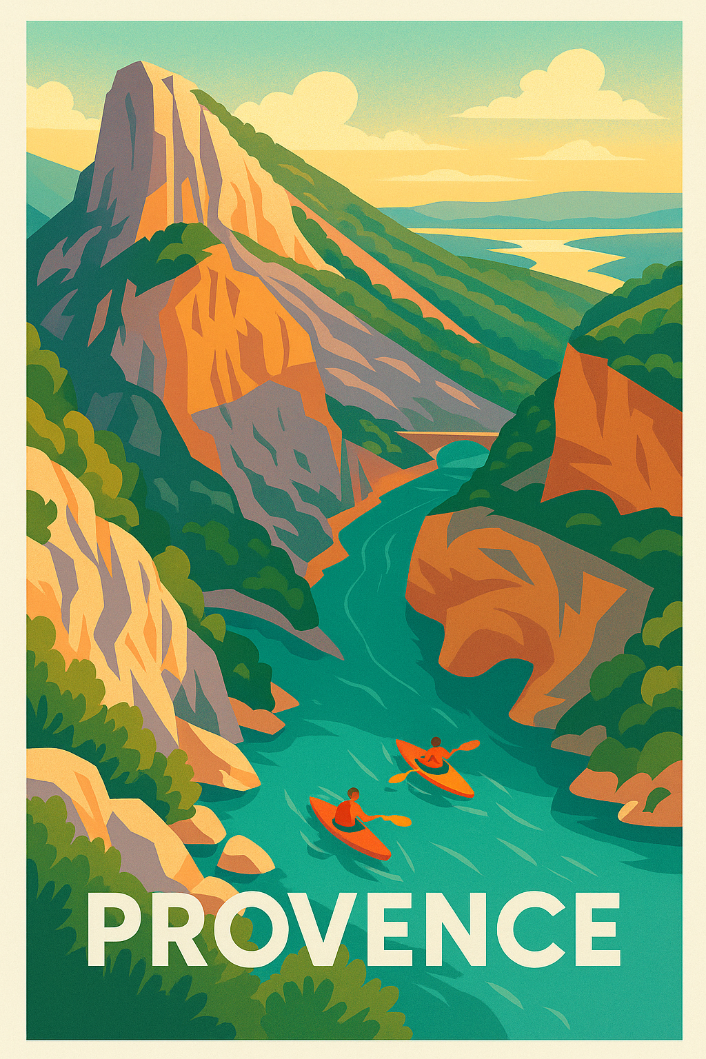 Affiche de Provence - Aventure et nature entre montagnes et rivière