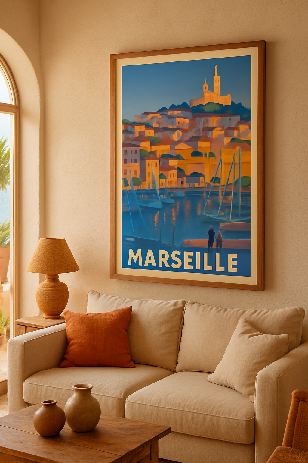 Mise en situation Affiche de Marseille - Lumières du Vieux-Port au crépuscule