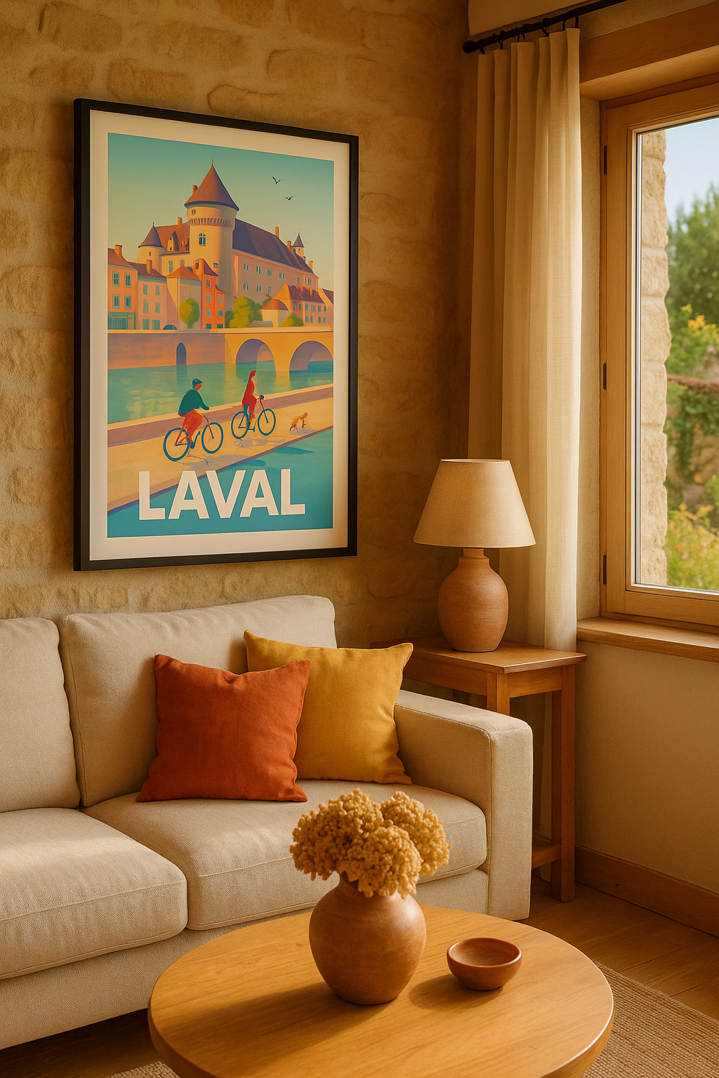 Mise en situation Affiche Laval - Charme et douceur au fil de l'eau