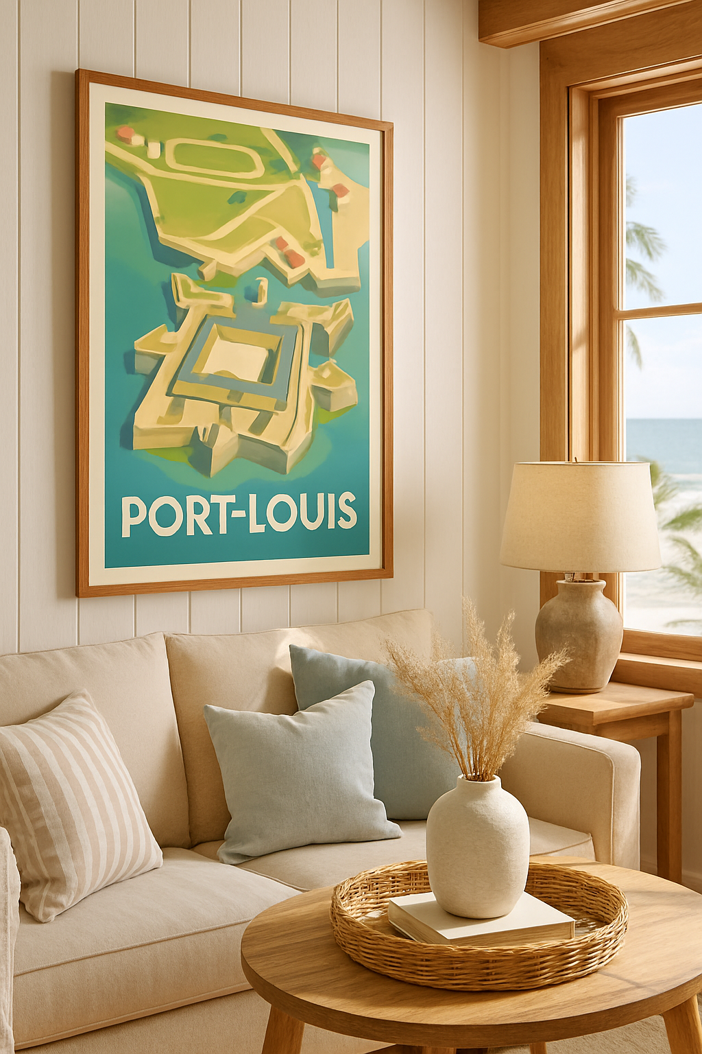 Mise en situation Affiche de Port-Louis - L'éclat patrimonial en vue aérienne