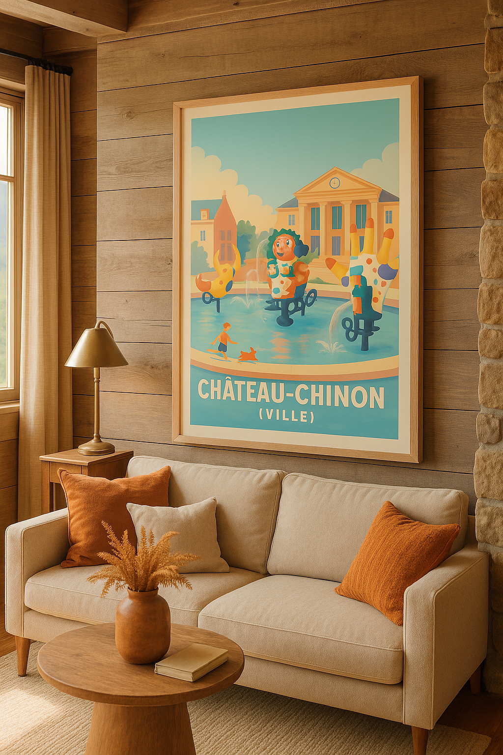 Mise en situation Affiche Château-Chinon - Couleurs et joie au cœur de la ville