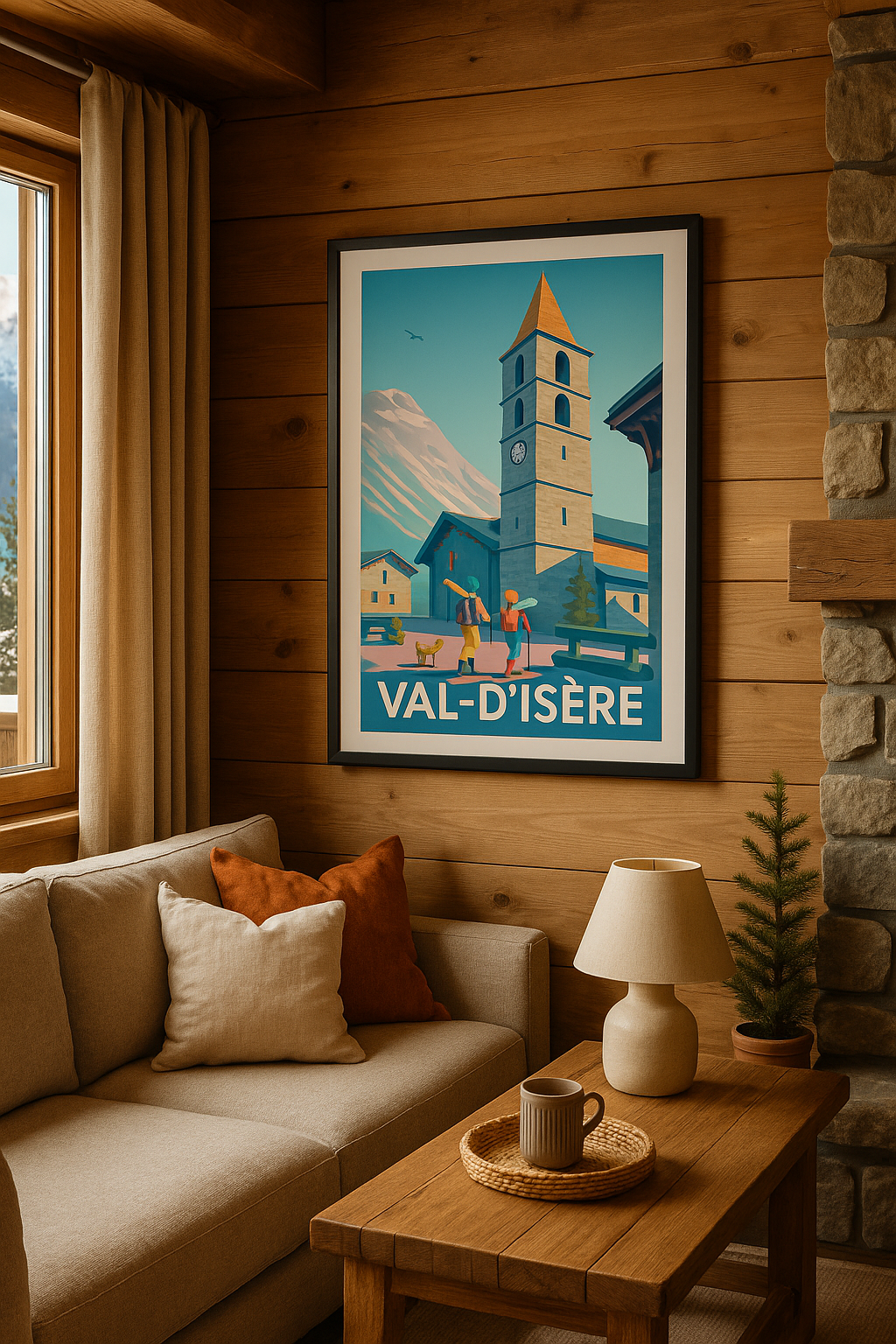 Mise en situation Affiche de Val-d'Isère - Ambiance Montagne Authentique