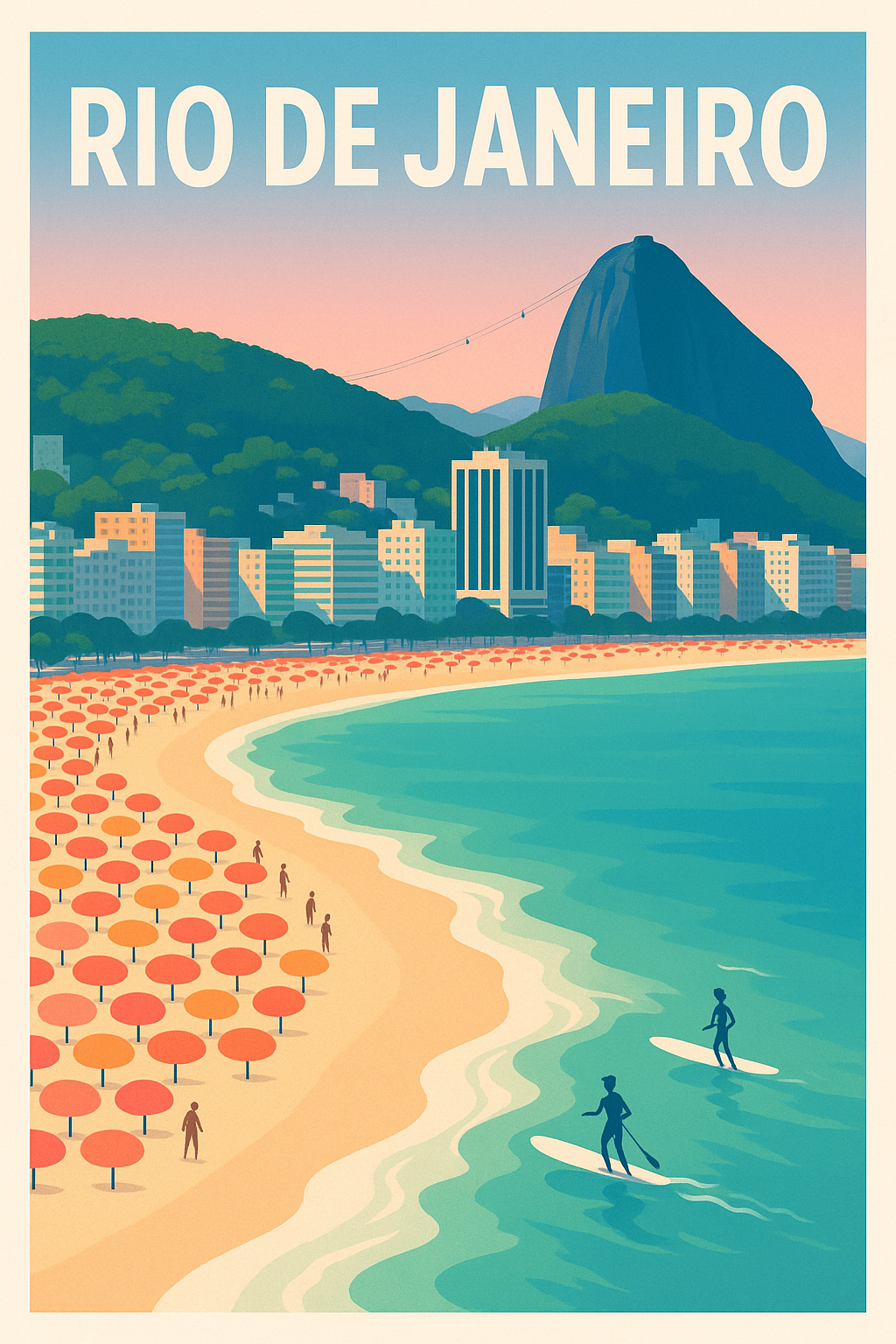 Affiche de Rio de Janeiro - L'essence vibrante de la plage et du Morro Dois Irmãos