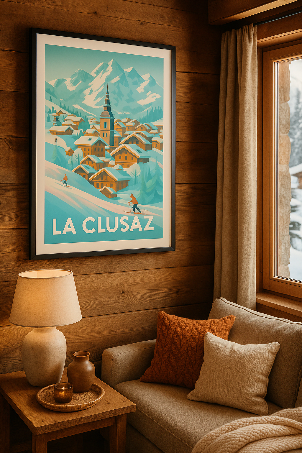 Mise en situation Affiche de La Clusaz - Charme hivernal des Alpes savoyardes