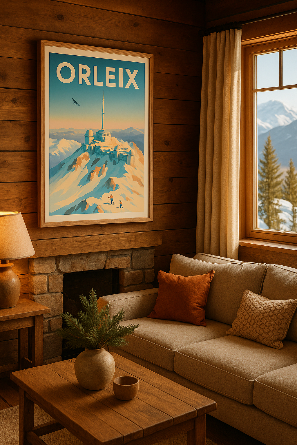 Mise en situation Affiche Orleix - L'ascension des sommets enneigés