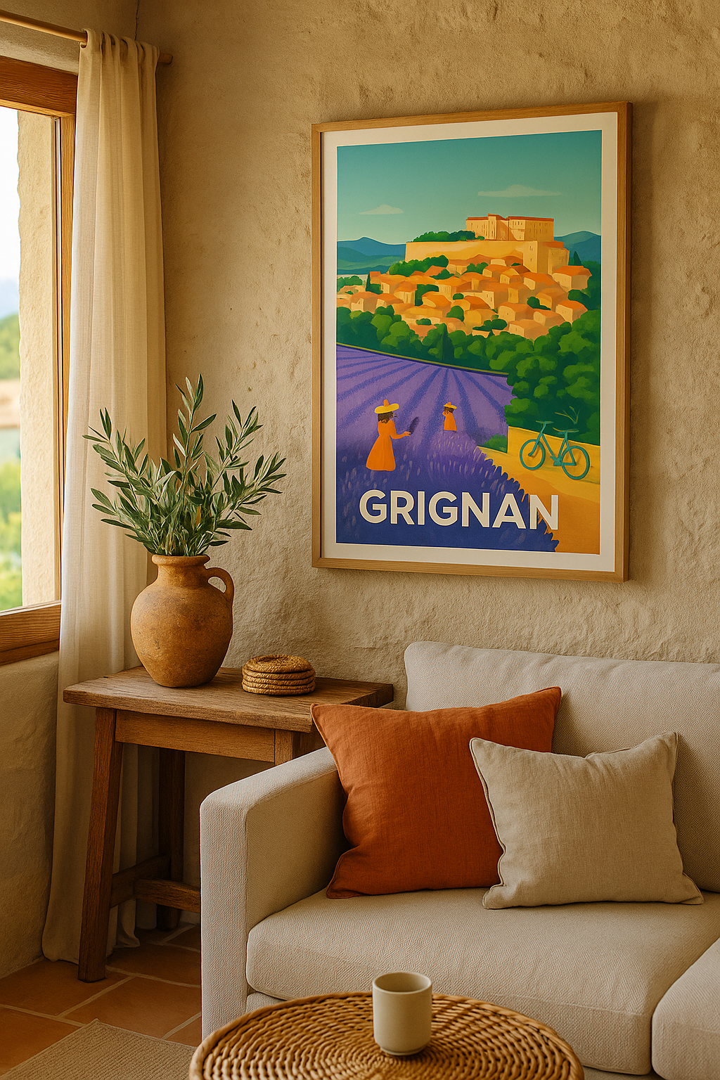 Mise en situation Affiche de Grignan - Charme Provençal et Champs de Lavande