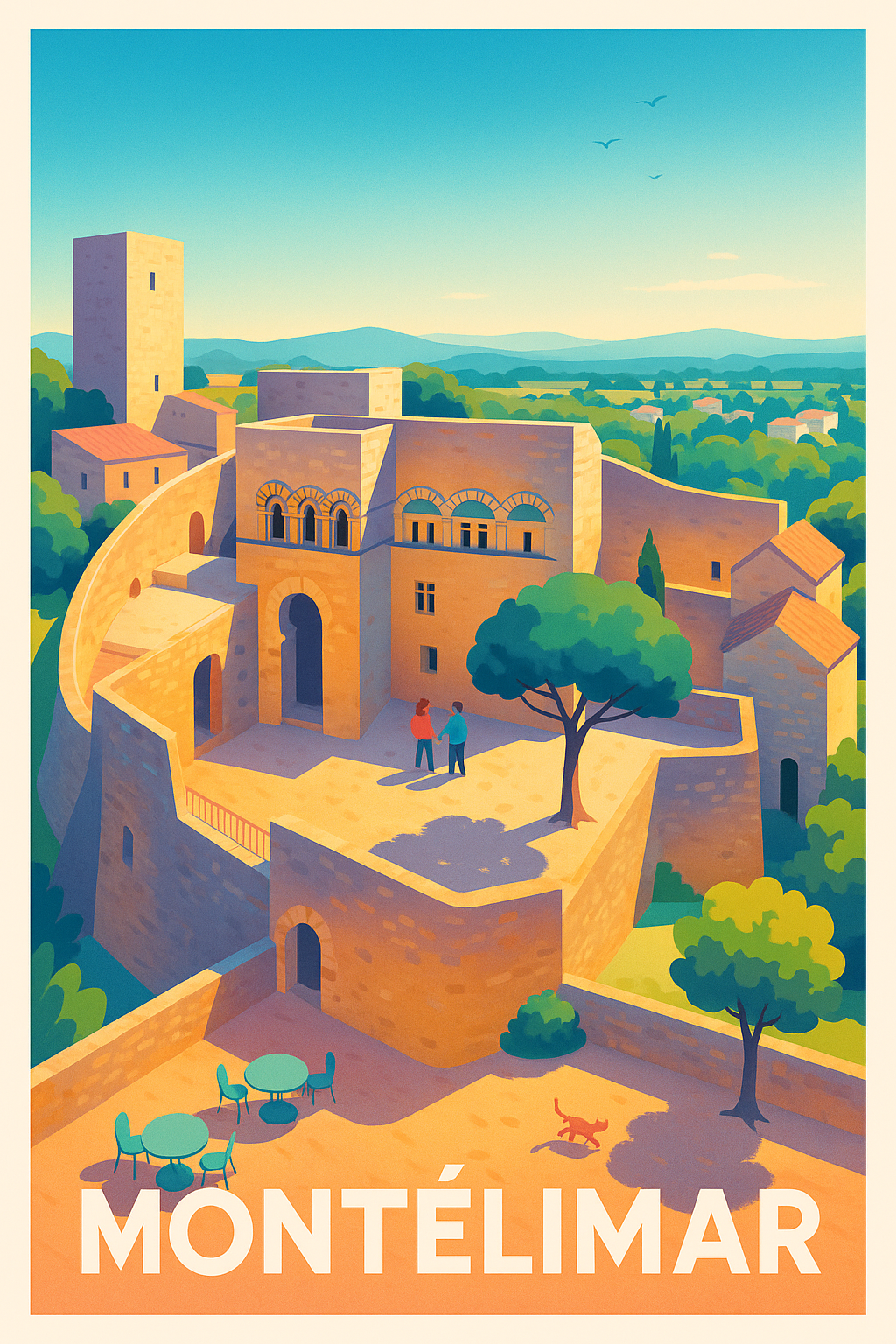 Affiche Montélimar - L'art de vivre en terrasse historique