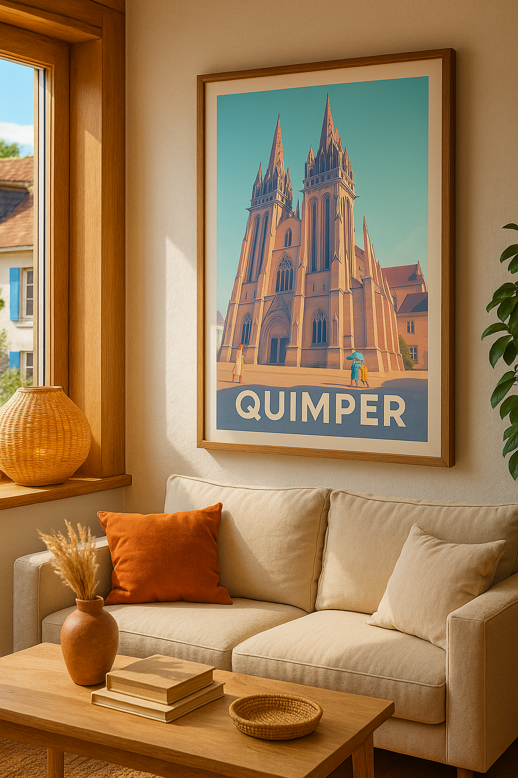 Mise en situation Affiche Quimper - L'élégance gothique au cœur de la Bretagne