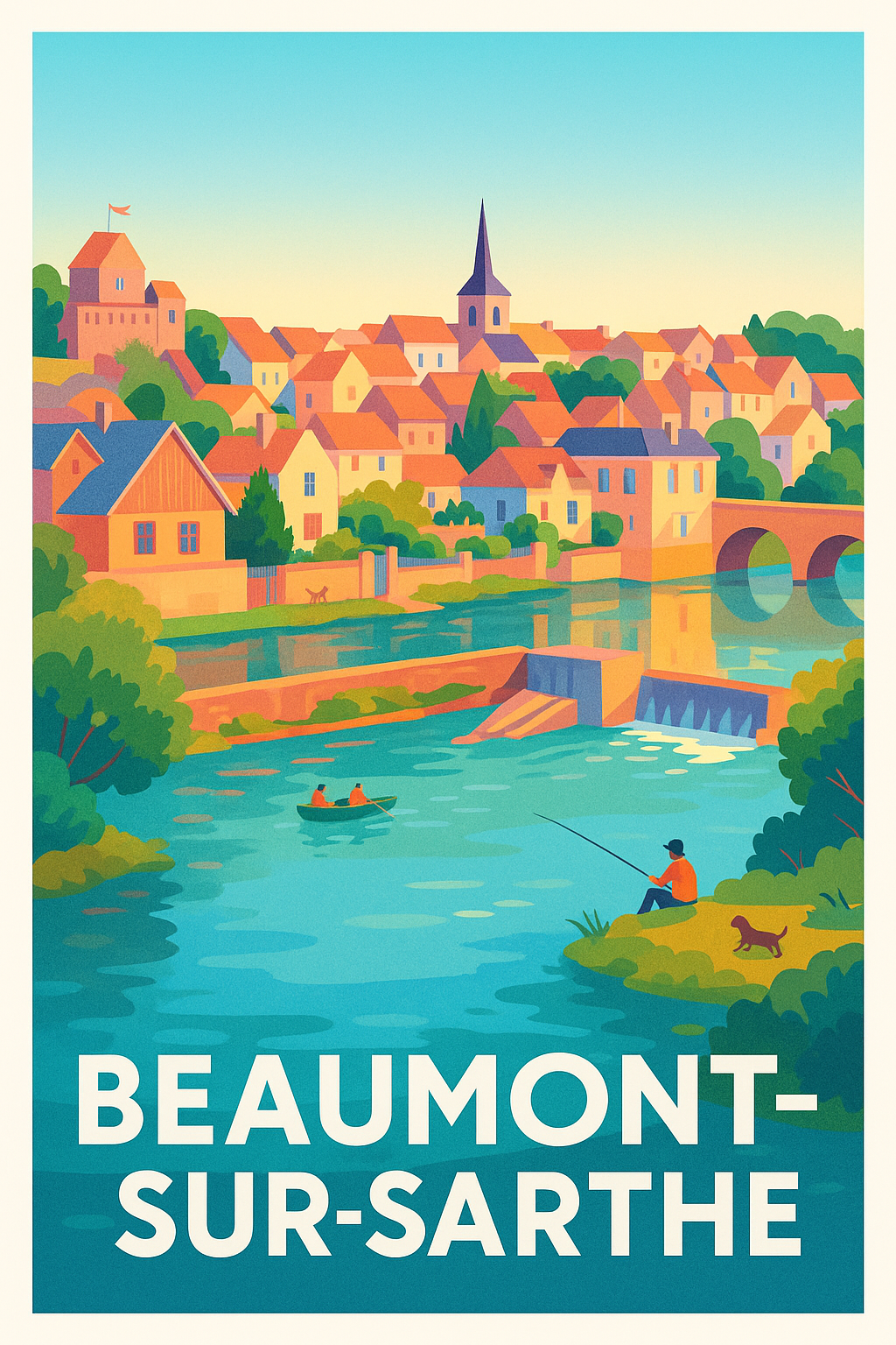 Affiche Beaumont-sur-Sarthe - Charme et sérénité au fil de l'eau - Afich