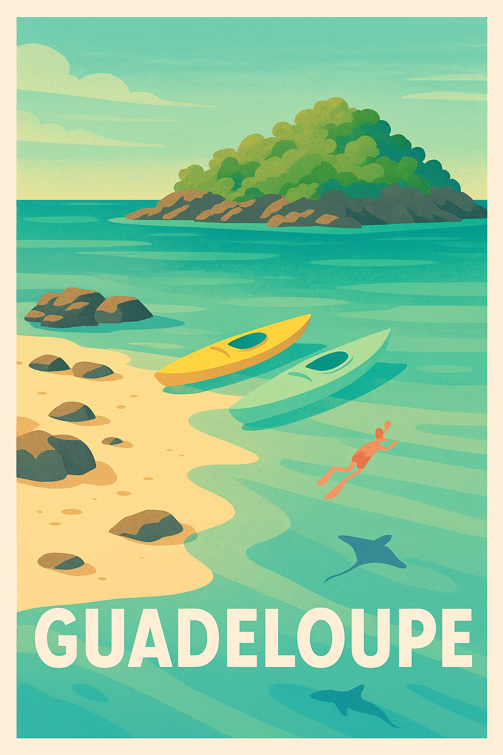 Affiche de Guadeloupe - Évasion tropicale entre plage et lagon