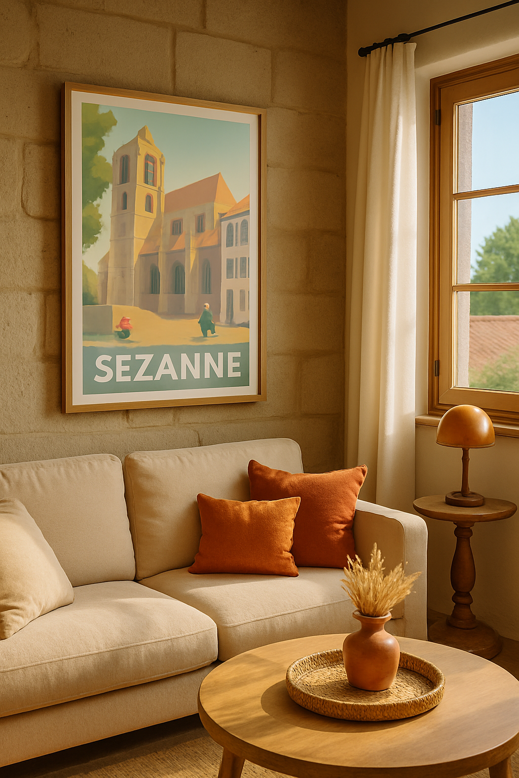 Mise en situation Affiche de Sézanne - Village paisible et authenticité retrouvée
