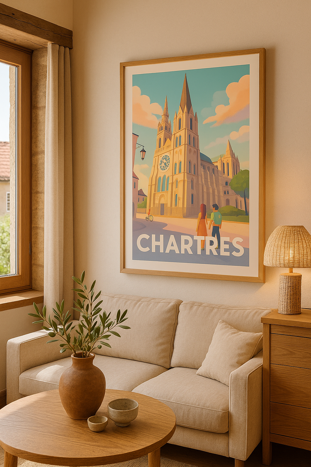 Mise en situation Affiche Chartres - La majestueuse Cathédrale au cœur de la ville