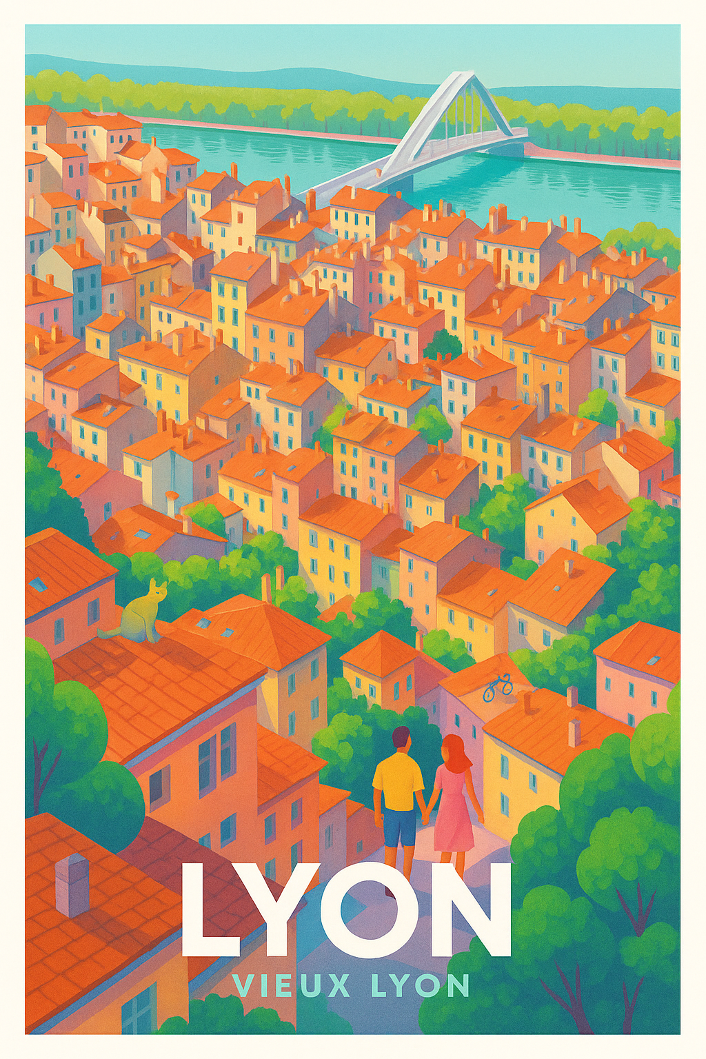 Affiche Lyon - Promenade romantique dans le Vieux-Lyon