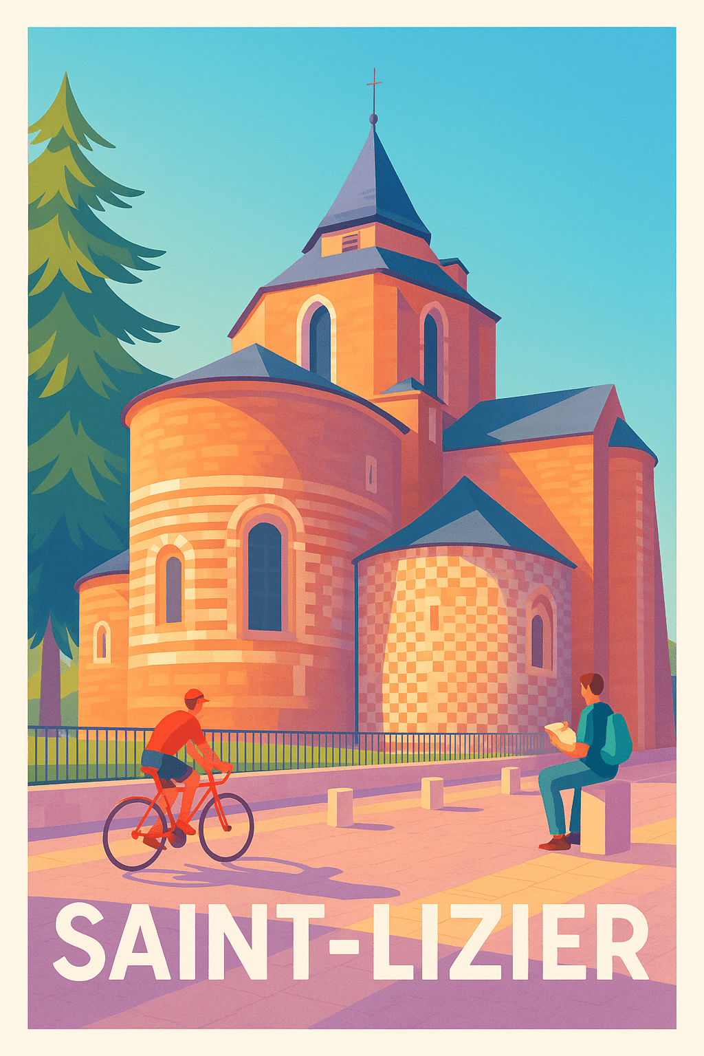 Ariège France Pas de Cadre / 20 × 30cm Affiche de Saint-Lizier - Charme historique au cœur de l'Ariège