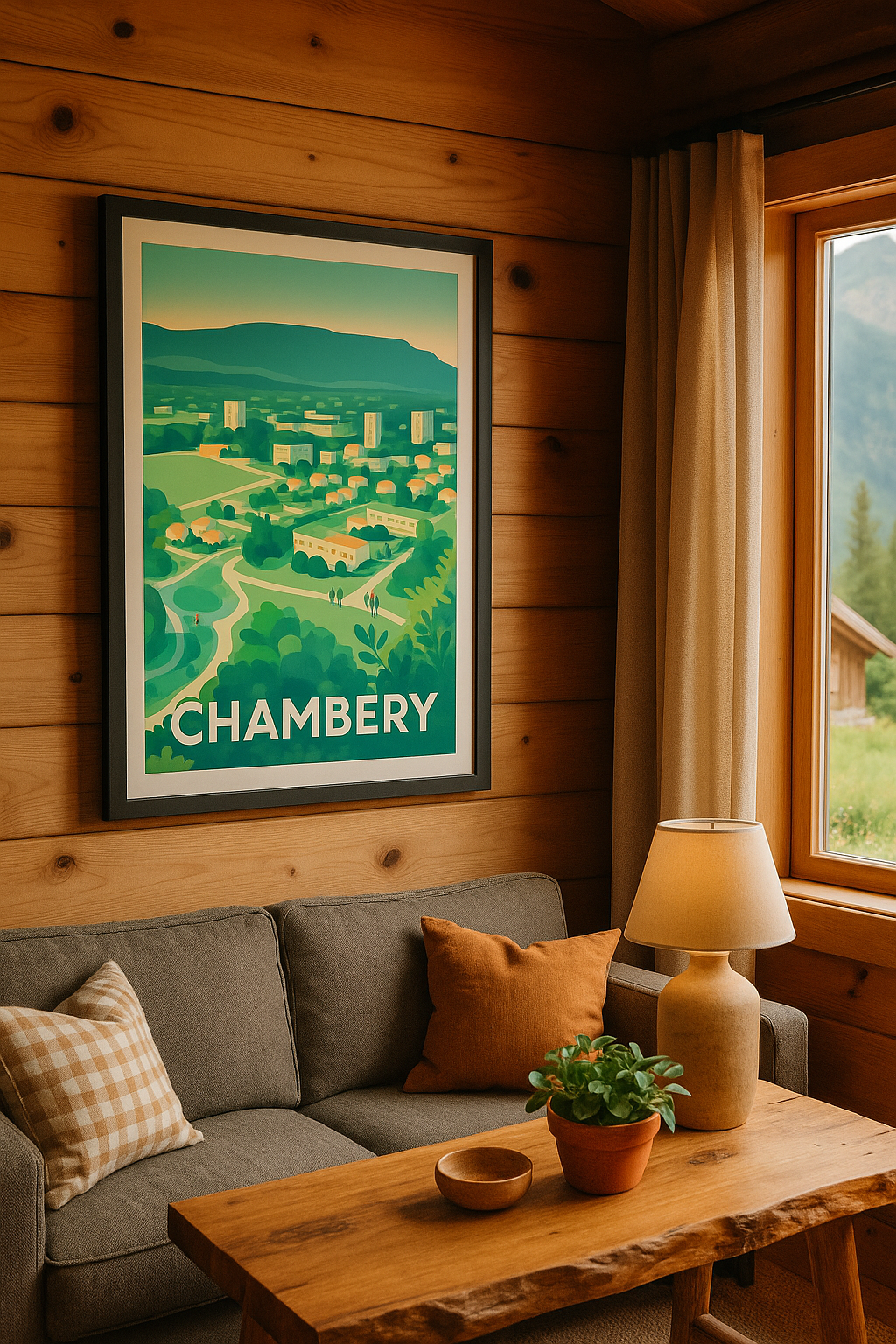 Mise en situation Affiche Chambéry - Vue paisible et nature urbaine
