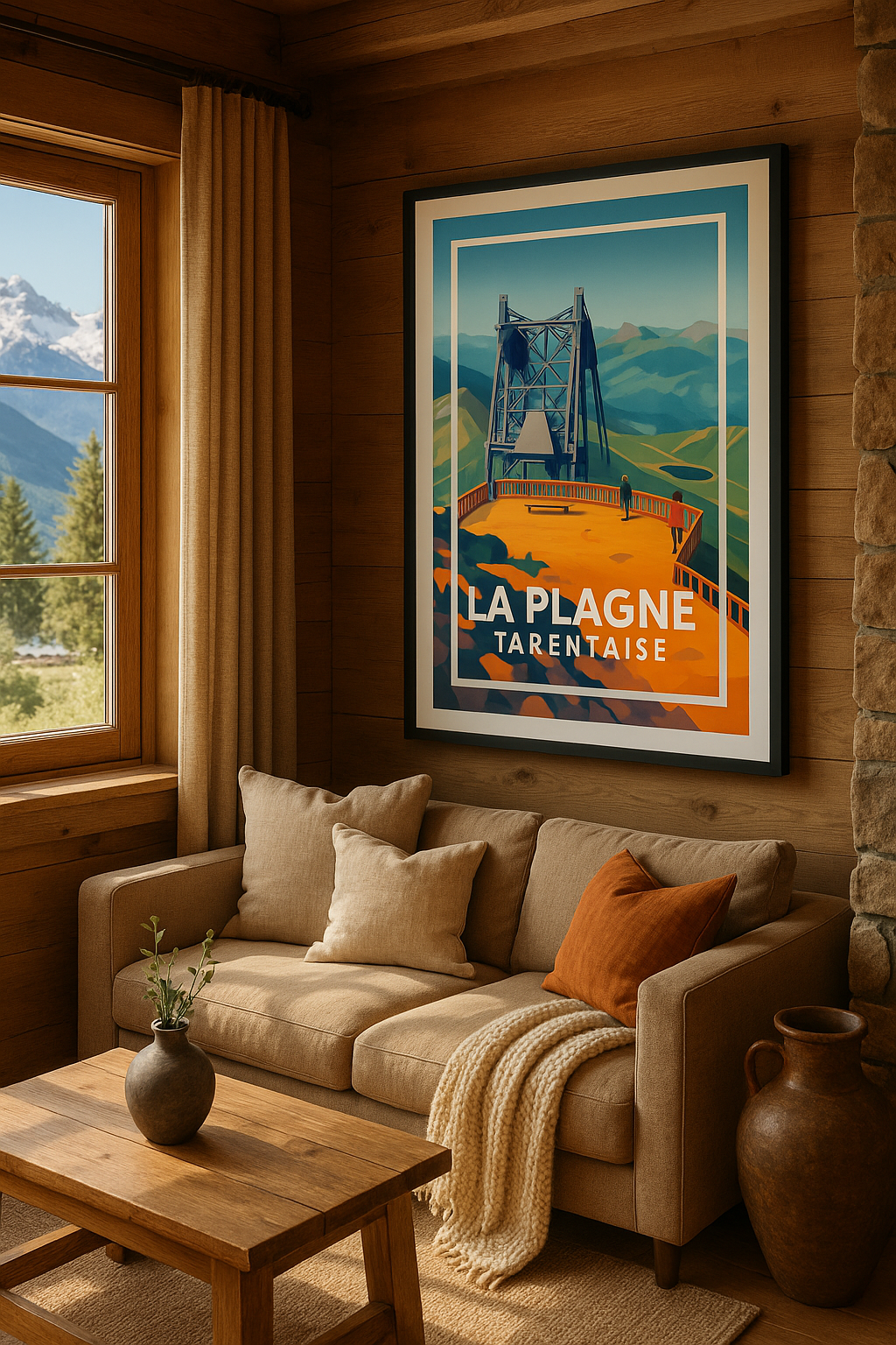 Mise en situation Affiche de La Plagne Tarentaise - Panorama alpin majestueux