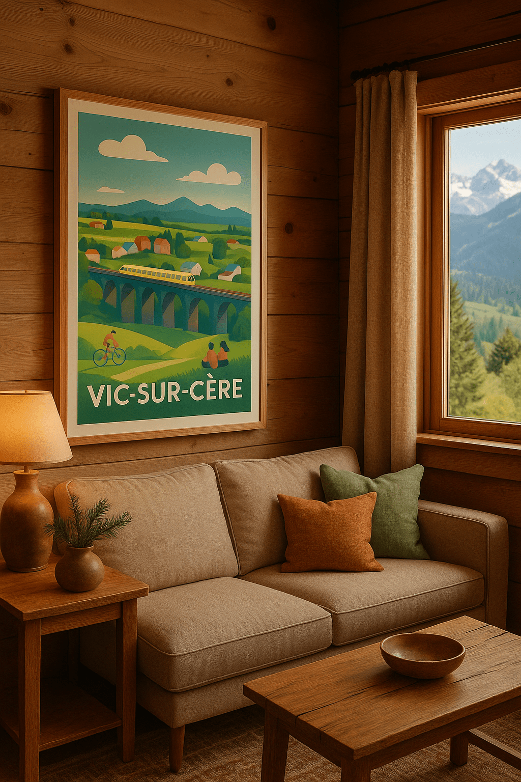 Cantal France Affiche de Vic-sur-Cère - Évasion et nature verdoyante