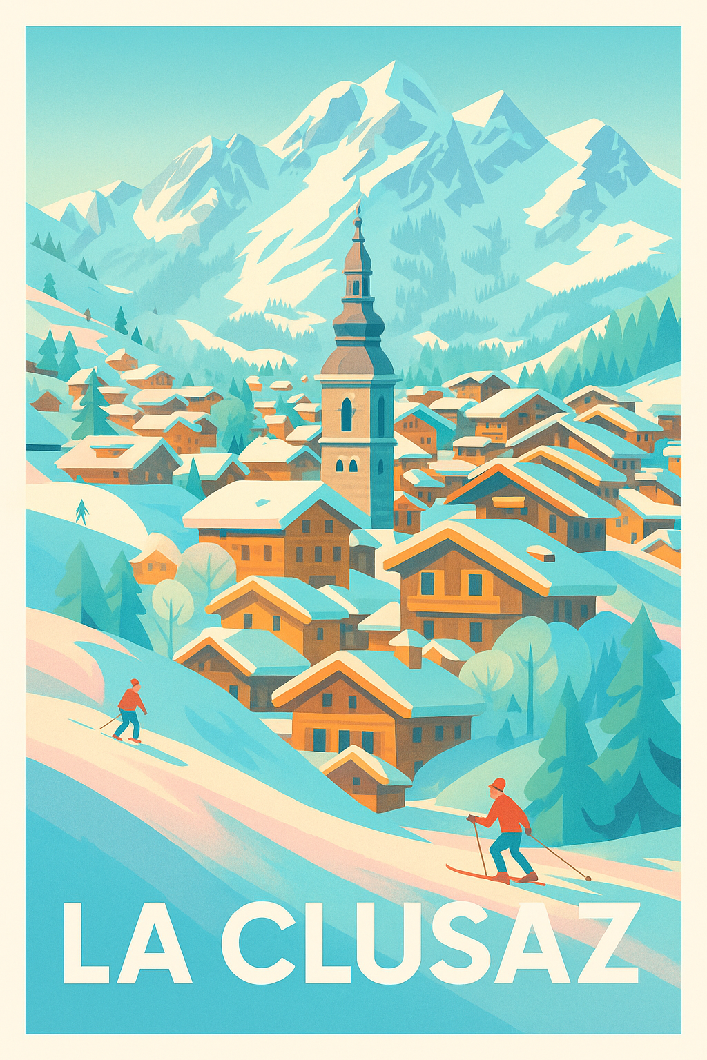 Affiche de La Clusaz - Charme hivernal des Alpes savoyardes