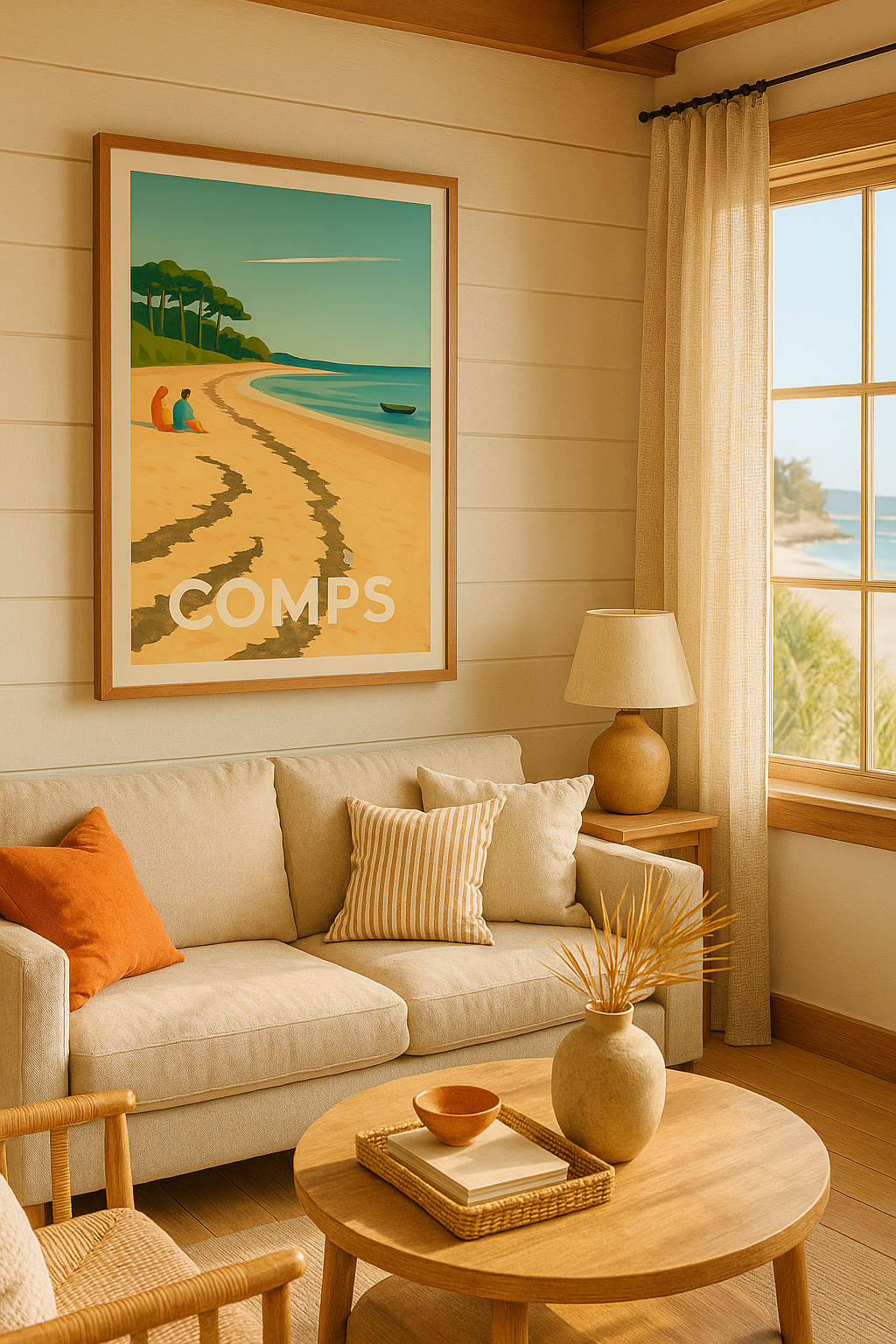 Mise en situation Affiche de Comps - Échappée paisible au bord de la mer
