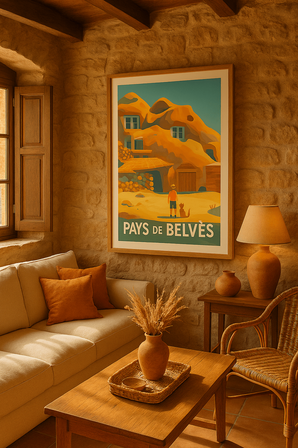 Dordogne France Affiche de Belvès - L'authenticité du pays troglodytique