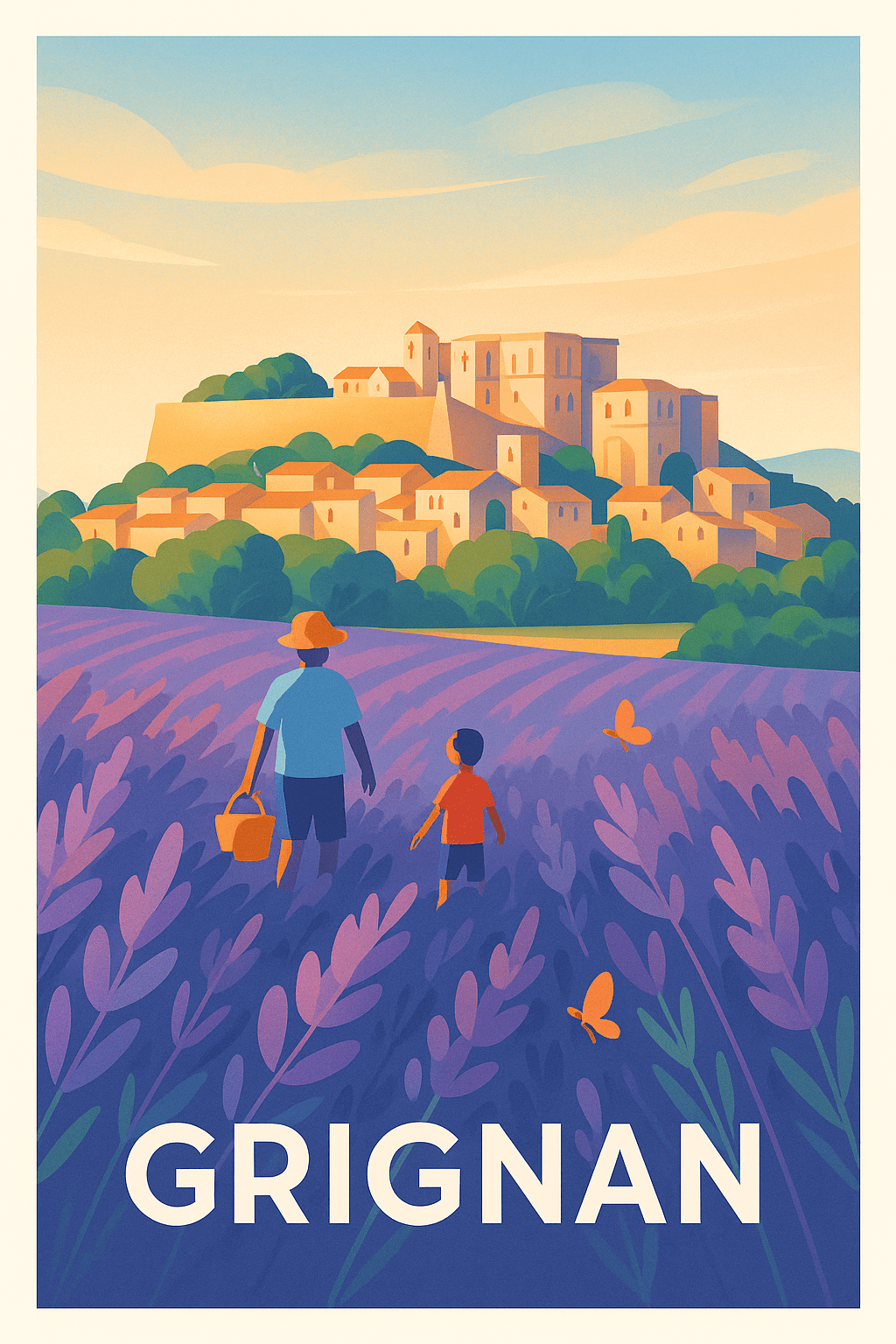 Drôme France Pas de Cadre / 20 × 30cm Affiche de Grignan - L'âme provençale au cœur des lavandes