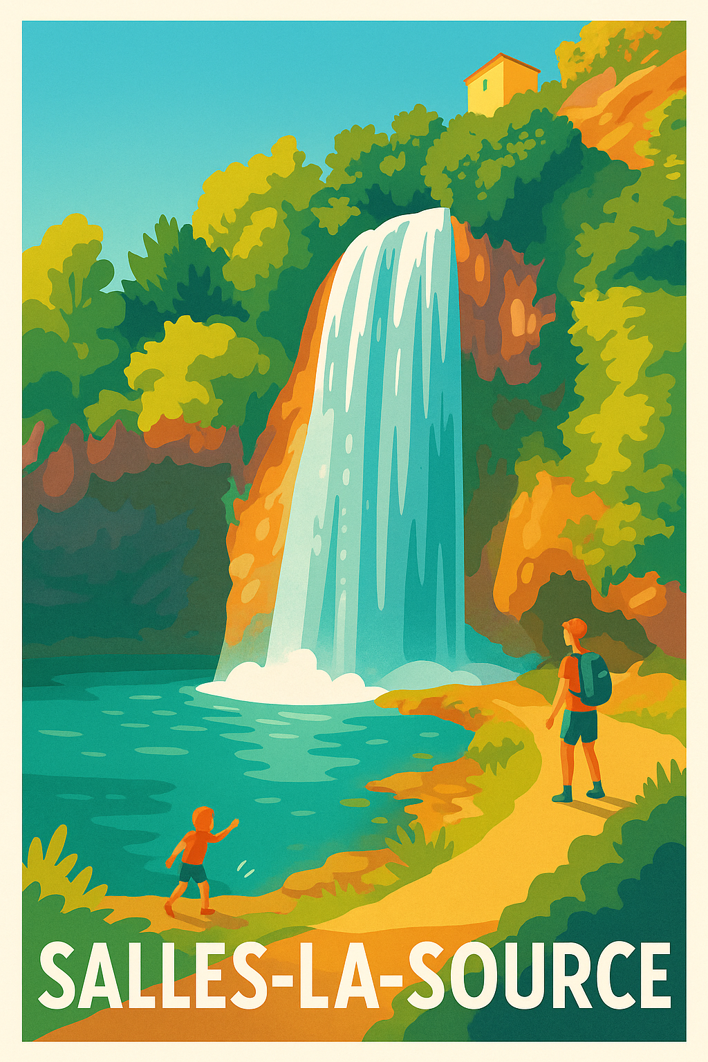 Affiche de Salles-la-Source - L'émerveillement naturel de la cascade