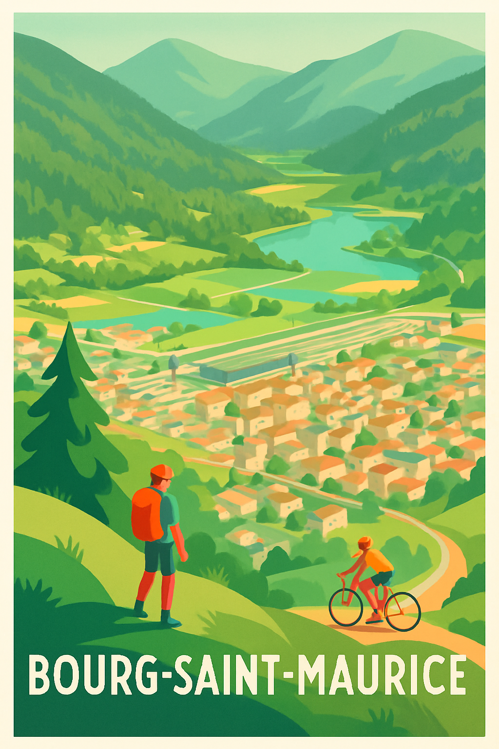 Affiche de Bourg-Saint-Maurice - Aperçu naturel et sportif des montagnes