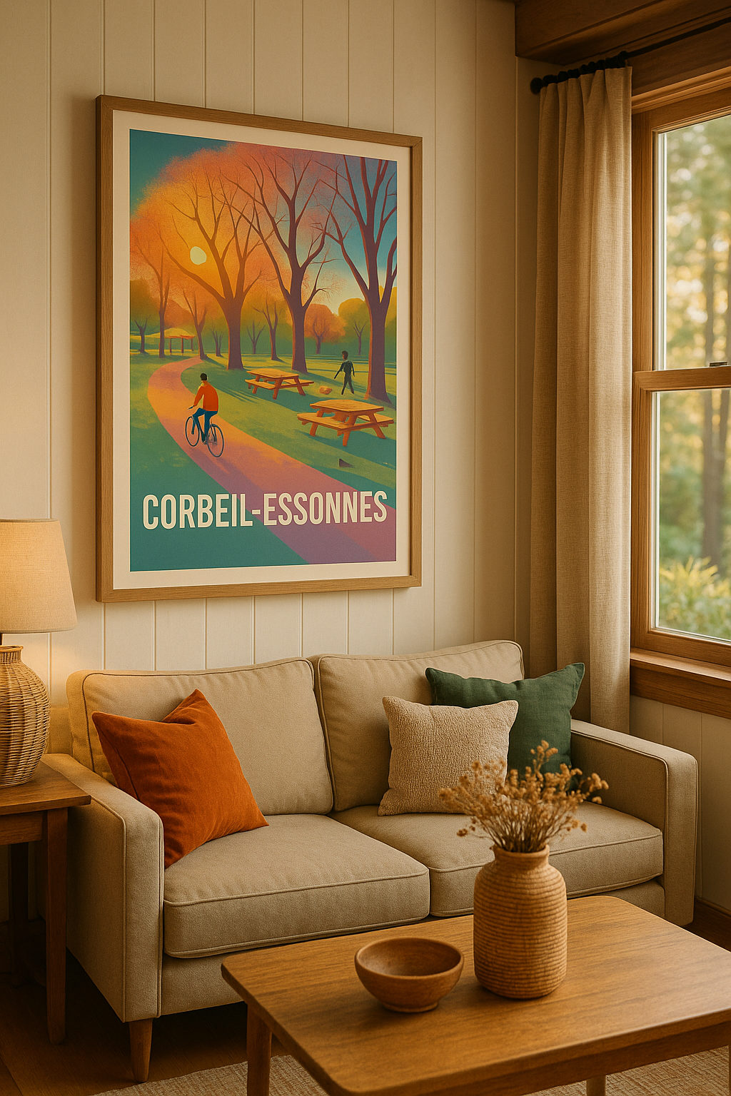 Mise en situation Affiche Corbeil-Essonnes - Promenade ensoleillée au parc