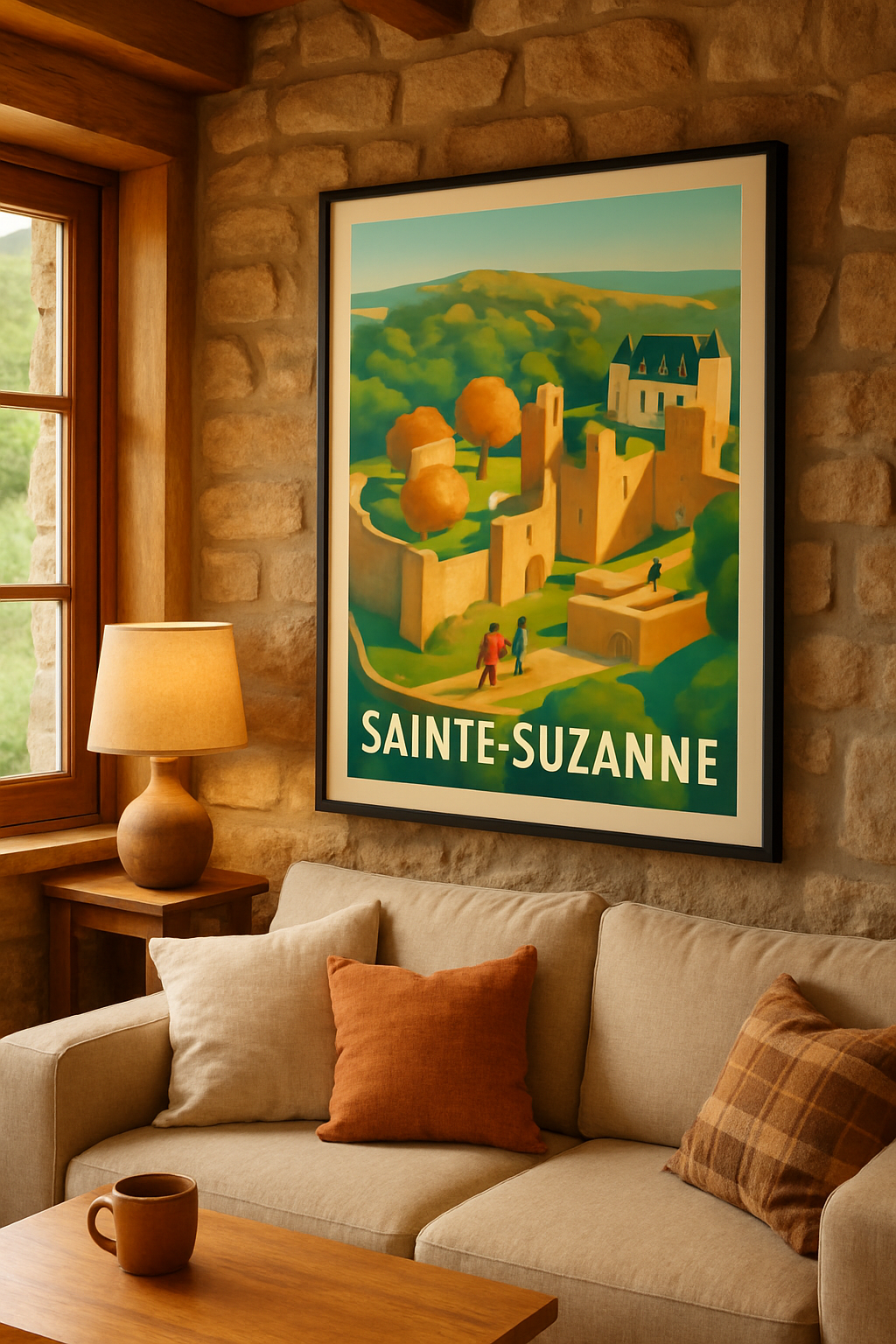 Mise en situation Affiche de Sainte-Suzanne - Promenade au cœur d'une cité médiévale