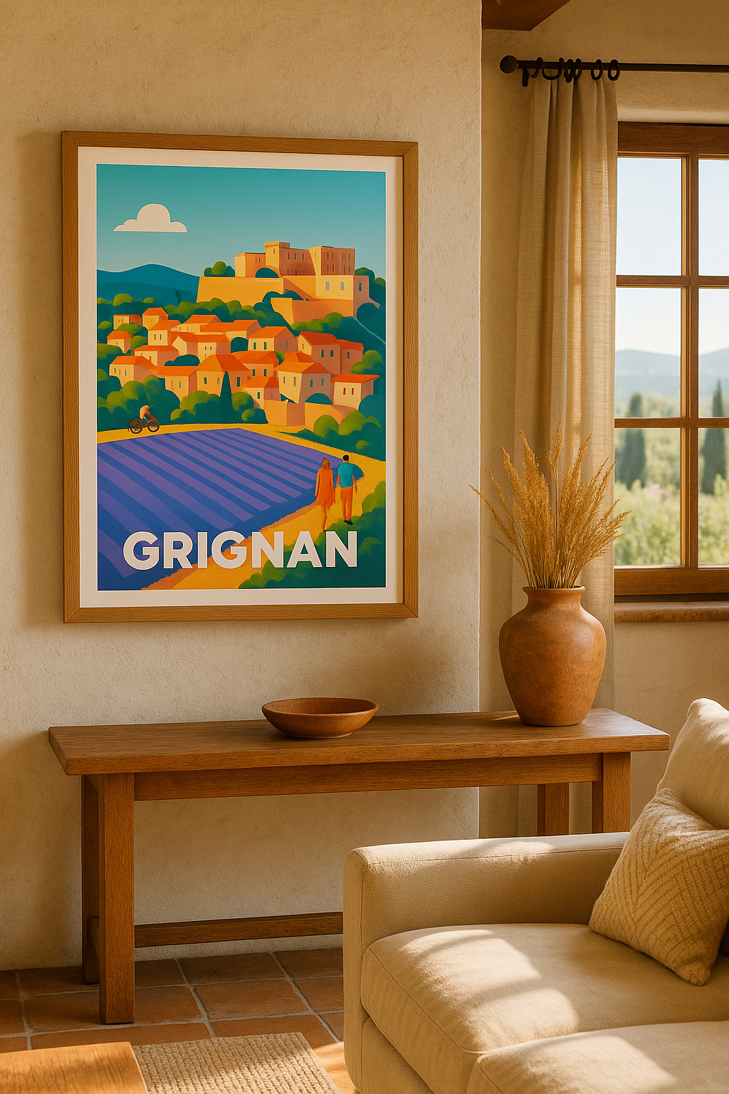 Mise en situation Affiche de Grignan - Charme Provençal et Lavandes en Fleurs