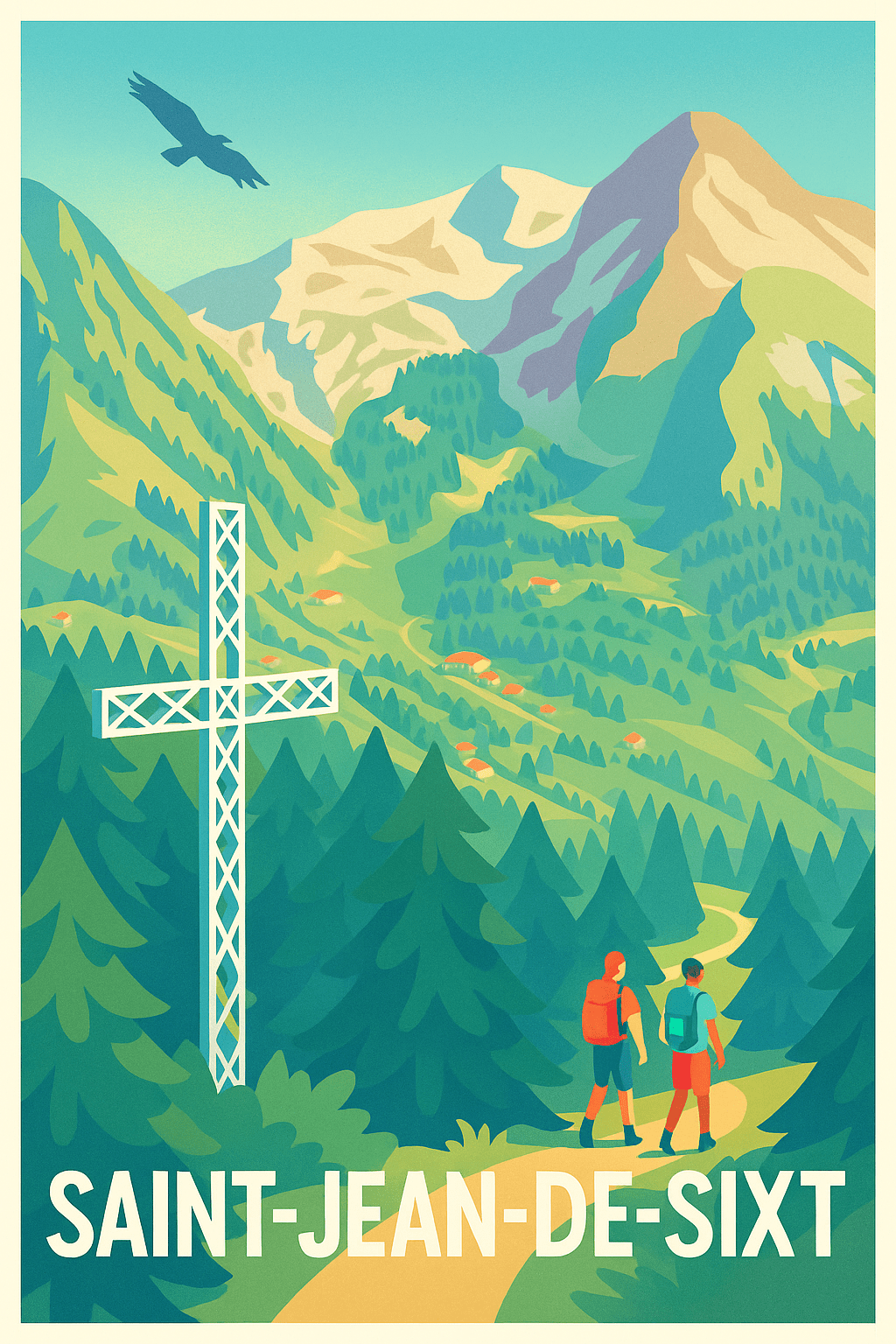 Haute-Savoie France Pas de Cadre / 20 × 30cm Affiche de Saint-Jean-de-Sixt - Évasion nature au cœur des Alpes
