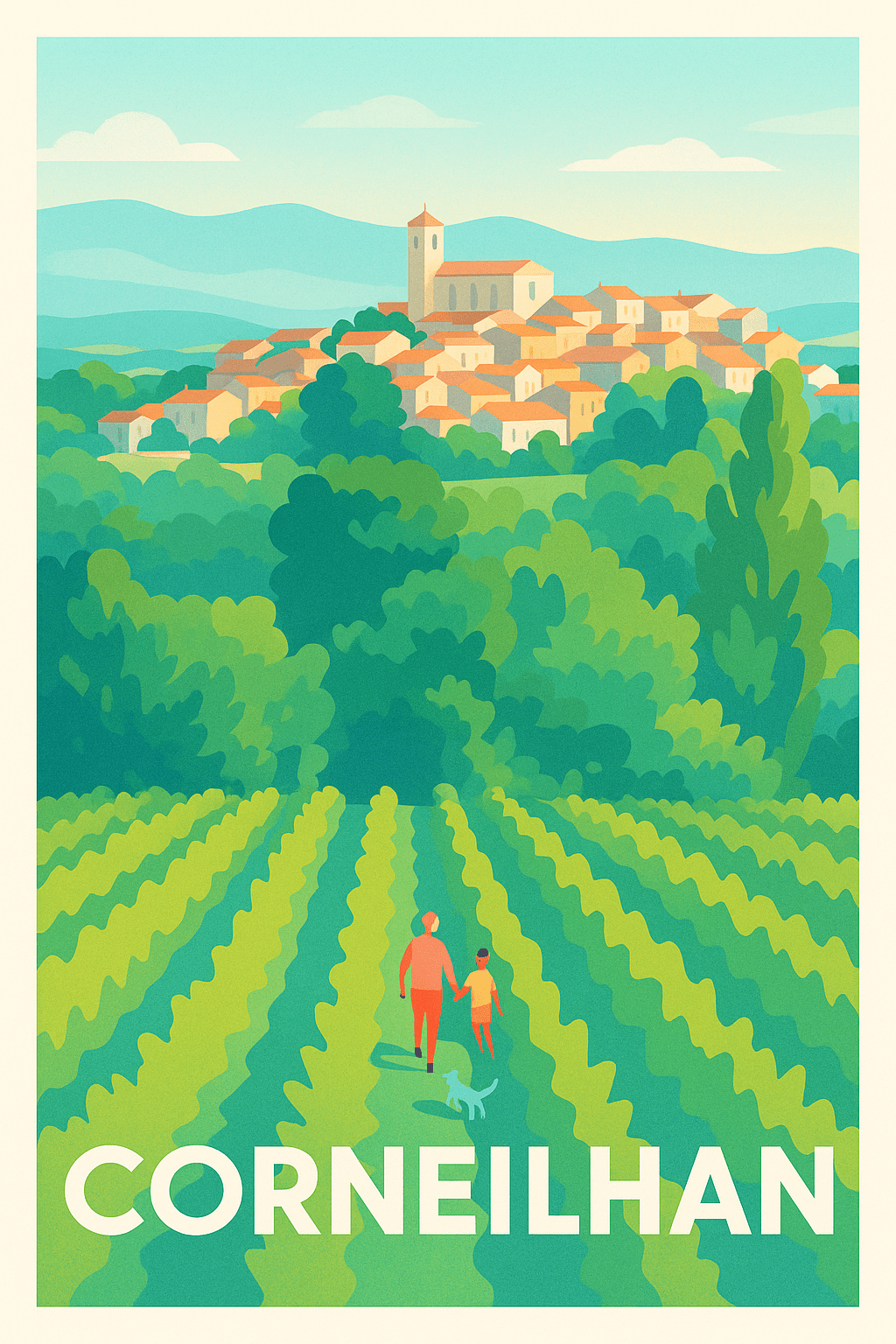 Hérault France Pas de Cadre / 20 × 30cm Affiche de Corneilhan - L'évasion verte au cœur du vignoble