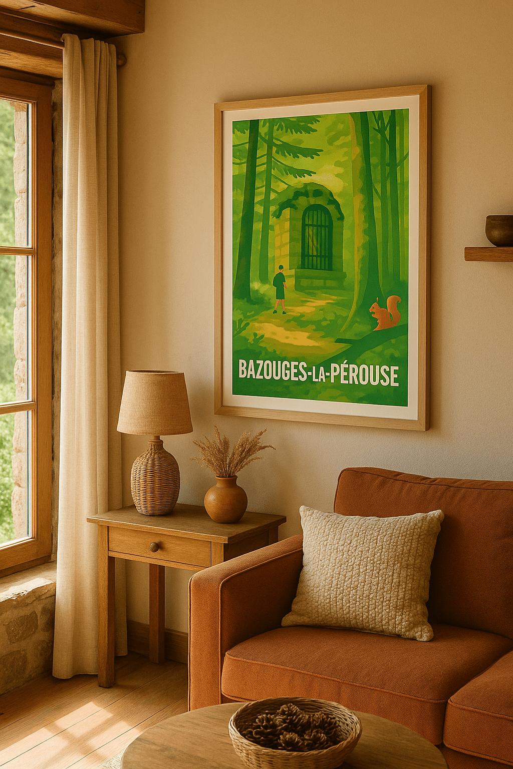 Ille-et-Vilaine France Affiche de Bazouges-la-Pérouse - Promenade en forêt enchantée