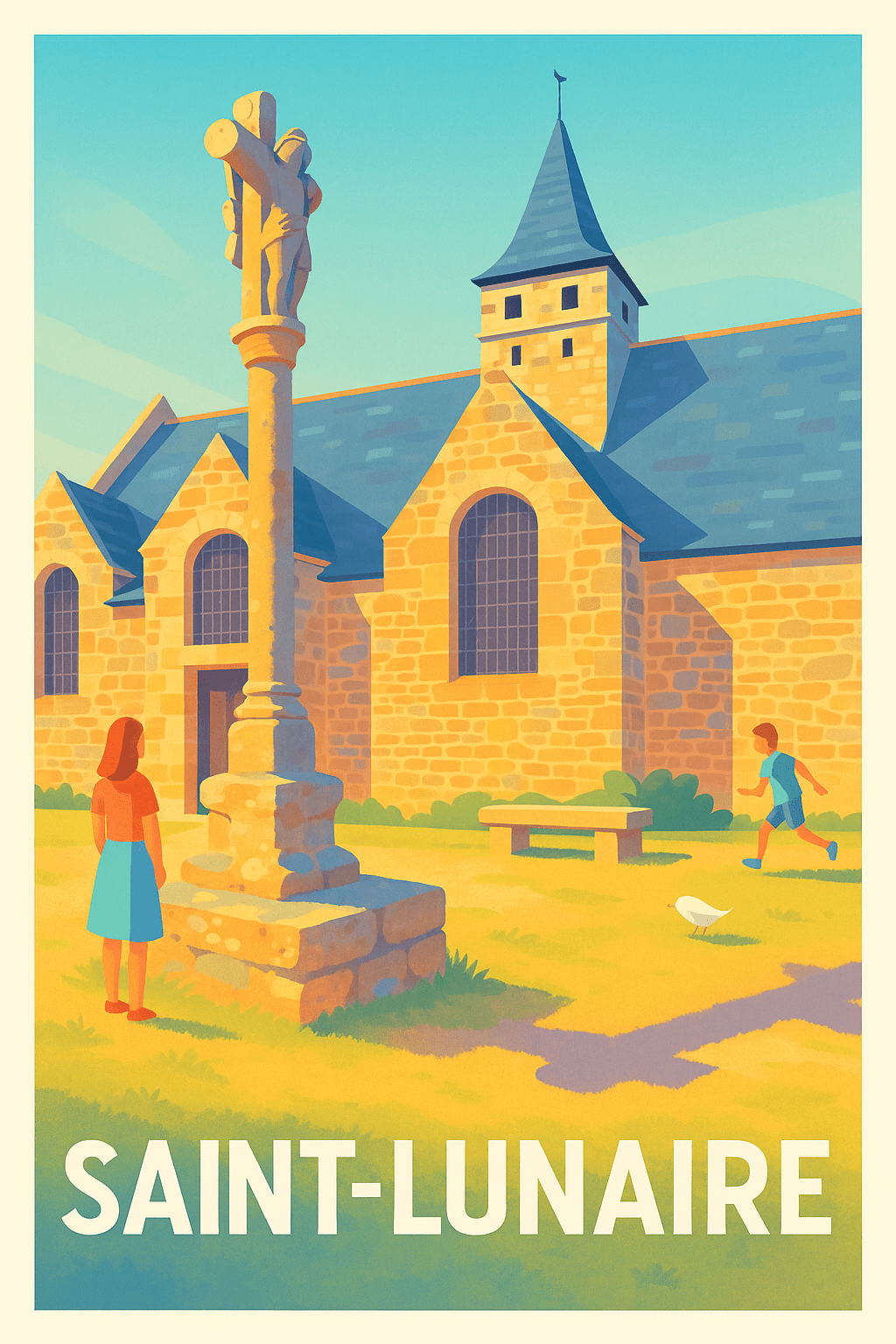 Ille-et-Vilaine France Pas de Cadre / 20 × 30cm Affiche de Saint-Lunaire - Charme et sérénité bretonne