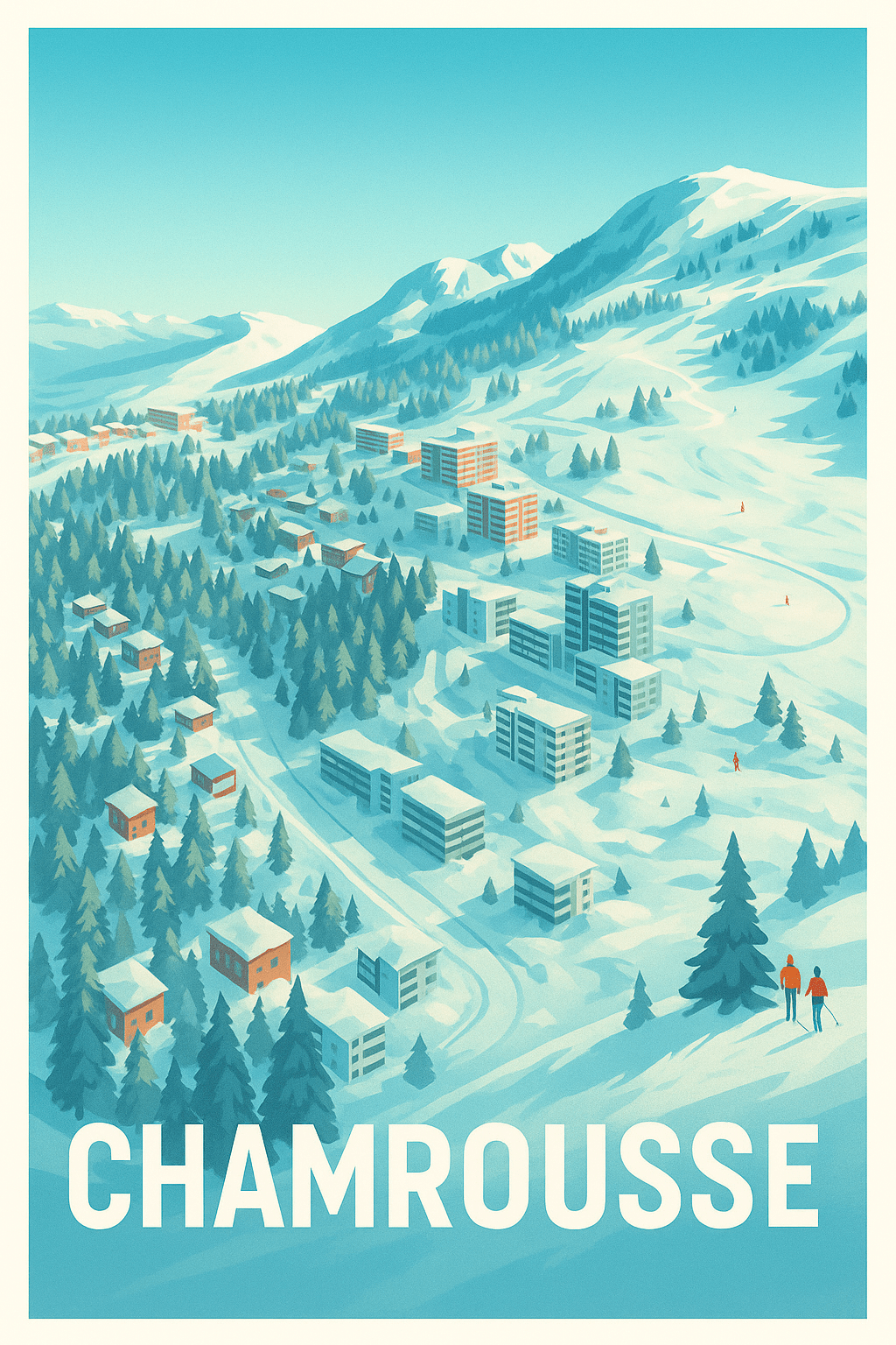 Isère France Affiche de Chamrousse - Évasion hivernale au cœur des Alpes