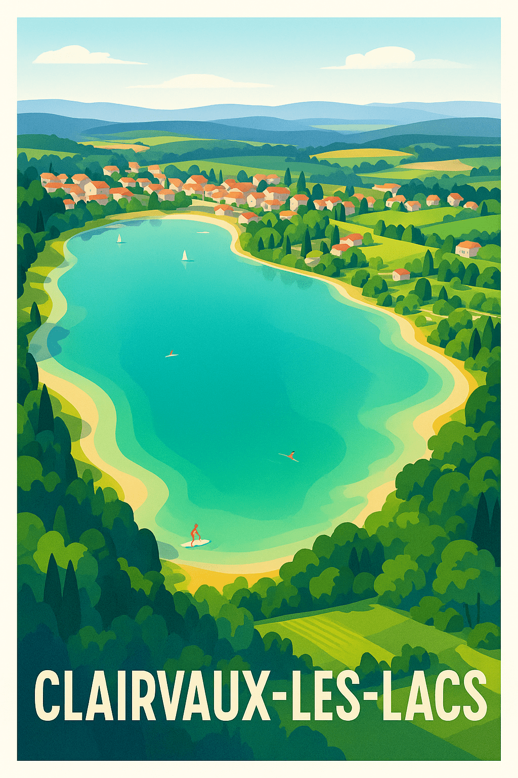 Jura France Pas de Cadre / 20 × 30cm Affiche de Clairvaux-les-Lacs - Évasion au cœur du Jura
