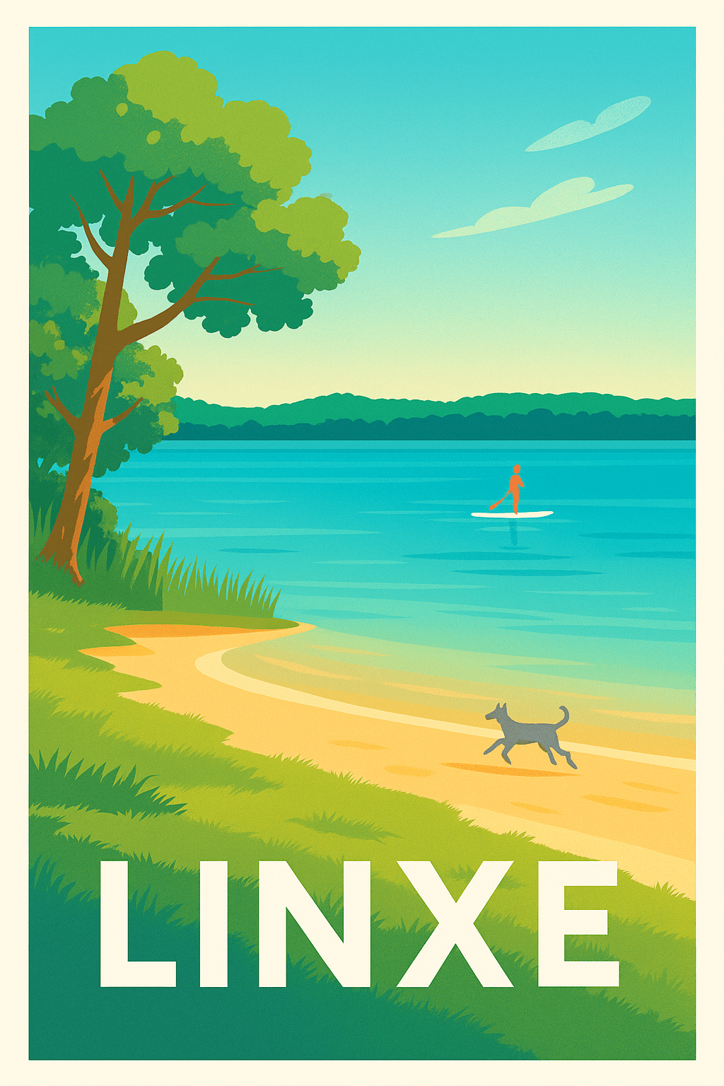 Landes France Pas de Cadre / 20 × 30cm Affiche de Linxe - Évasion nature au bord du lac