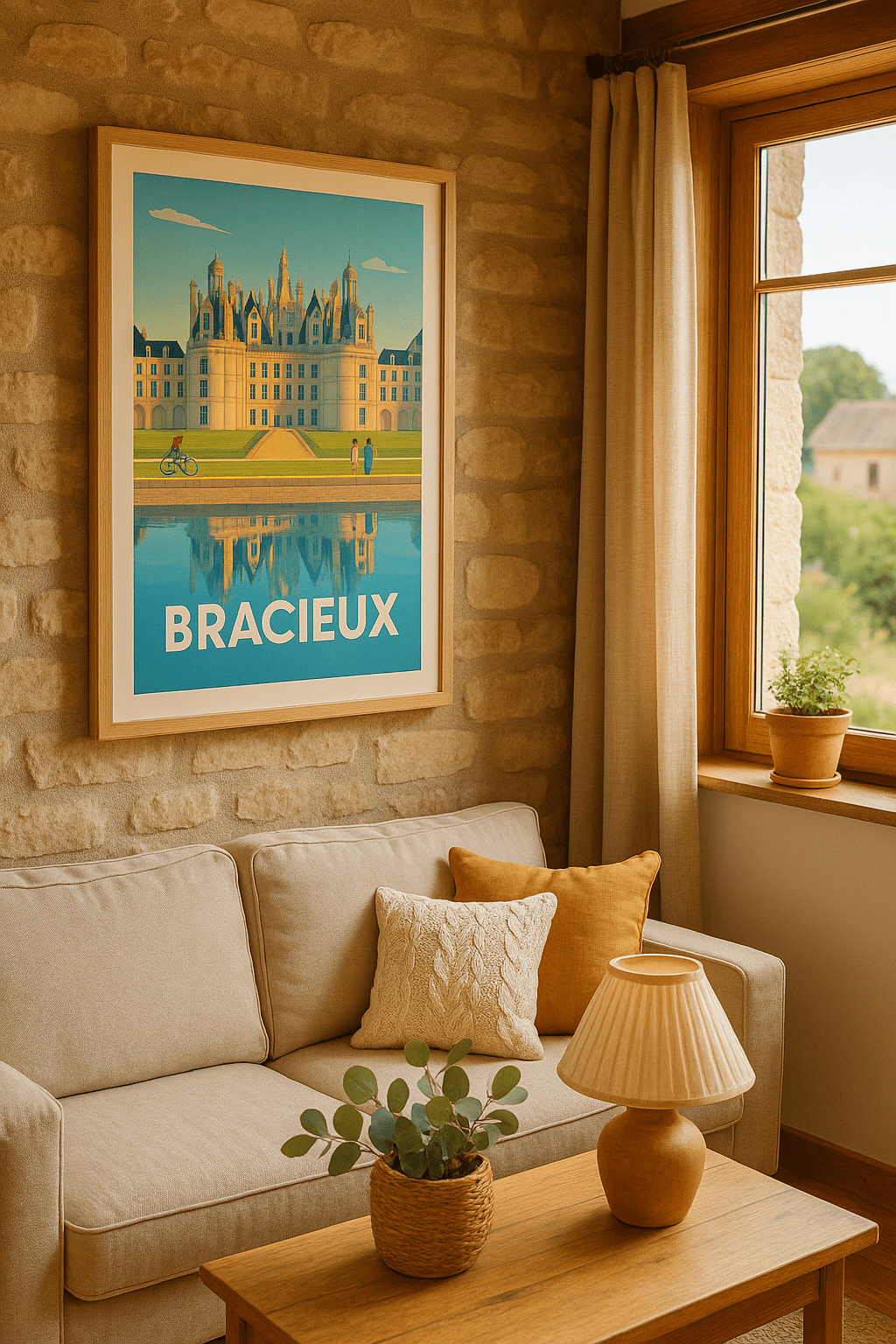 Loir-et-Cher France Affiche de Bracieux - L'élégance du château Renaissance