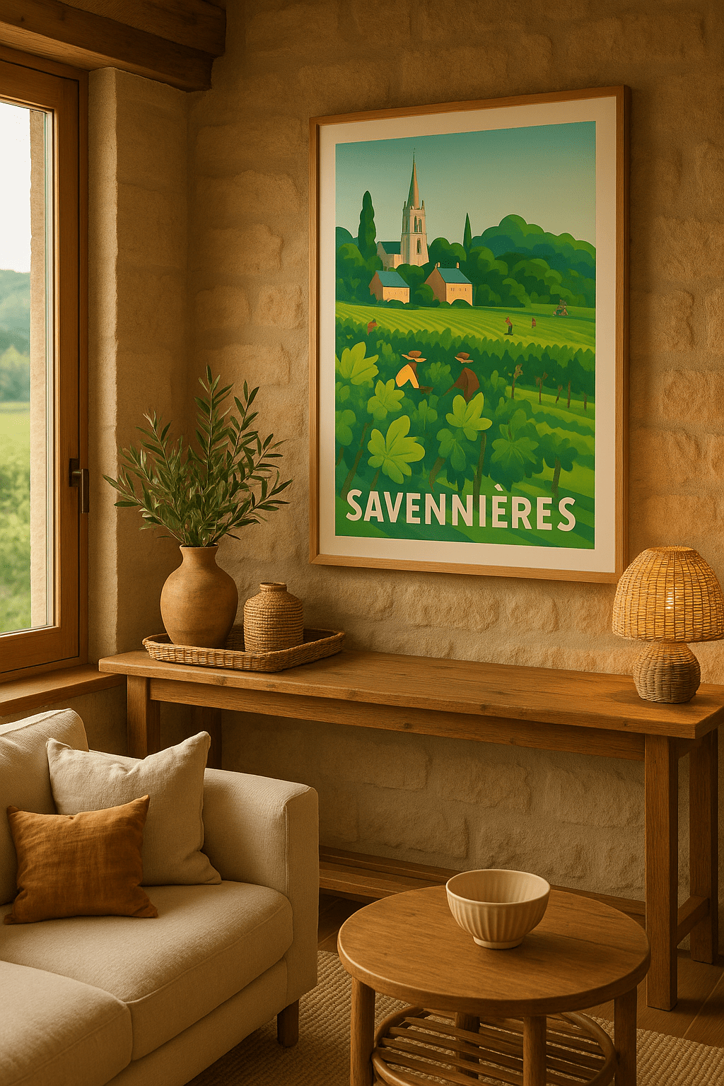 Maine-et-Loire France Affiche de Savennières - La douceur des vignobles ligériens