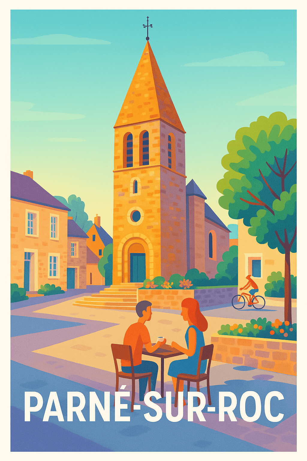Mayenne France Pas de Cadre / 20 × 30cm Affiche de Parné-sur-Roc - Charme et douceur de vie en plein cœur du village