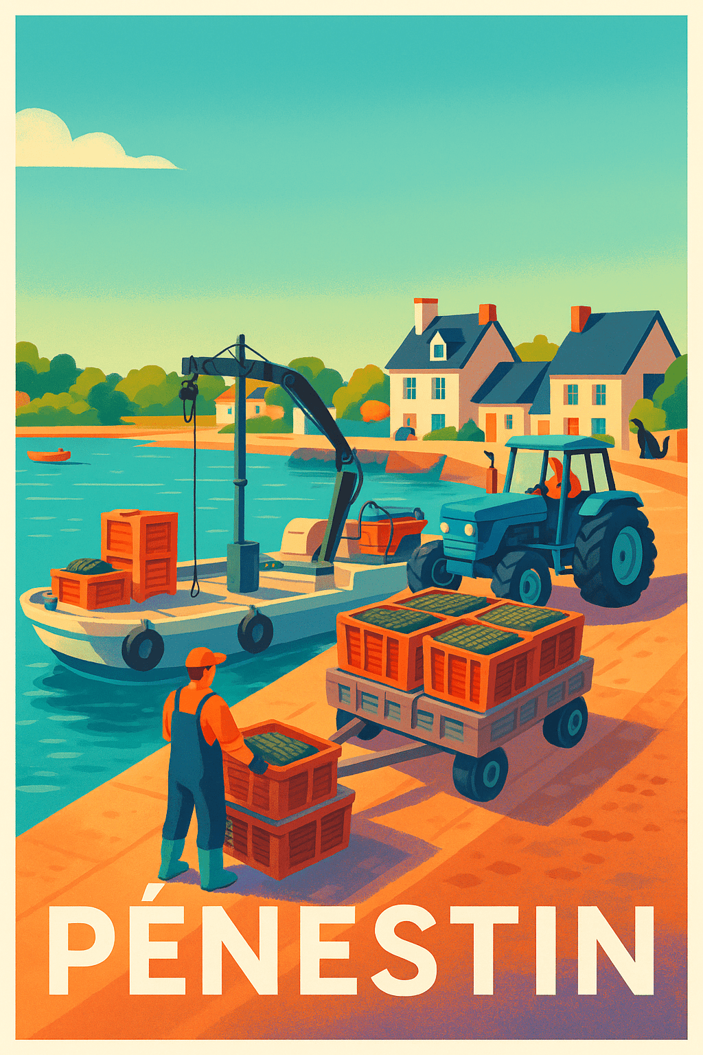 Morbihan France Pas de Cadre / 20 × 30cm Affiche de Pénestin - L'art de la vie portuaire bretonne