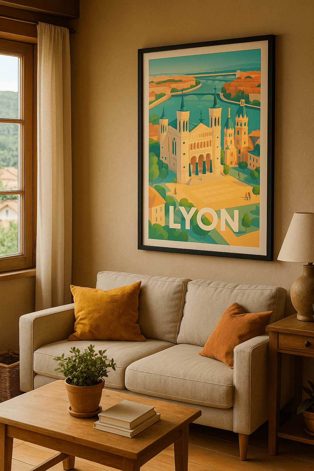 Affiche Lyon - Vue iconique de Fourvière - Afich