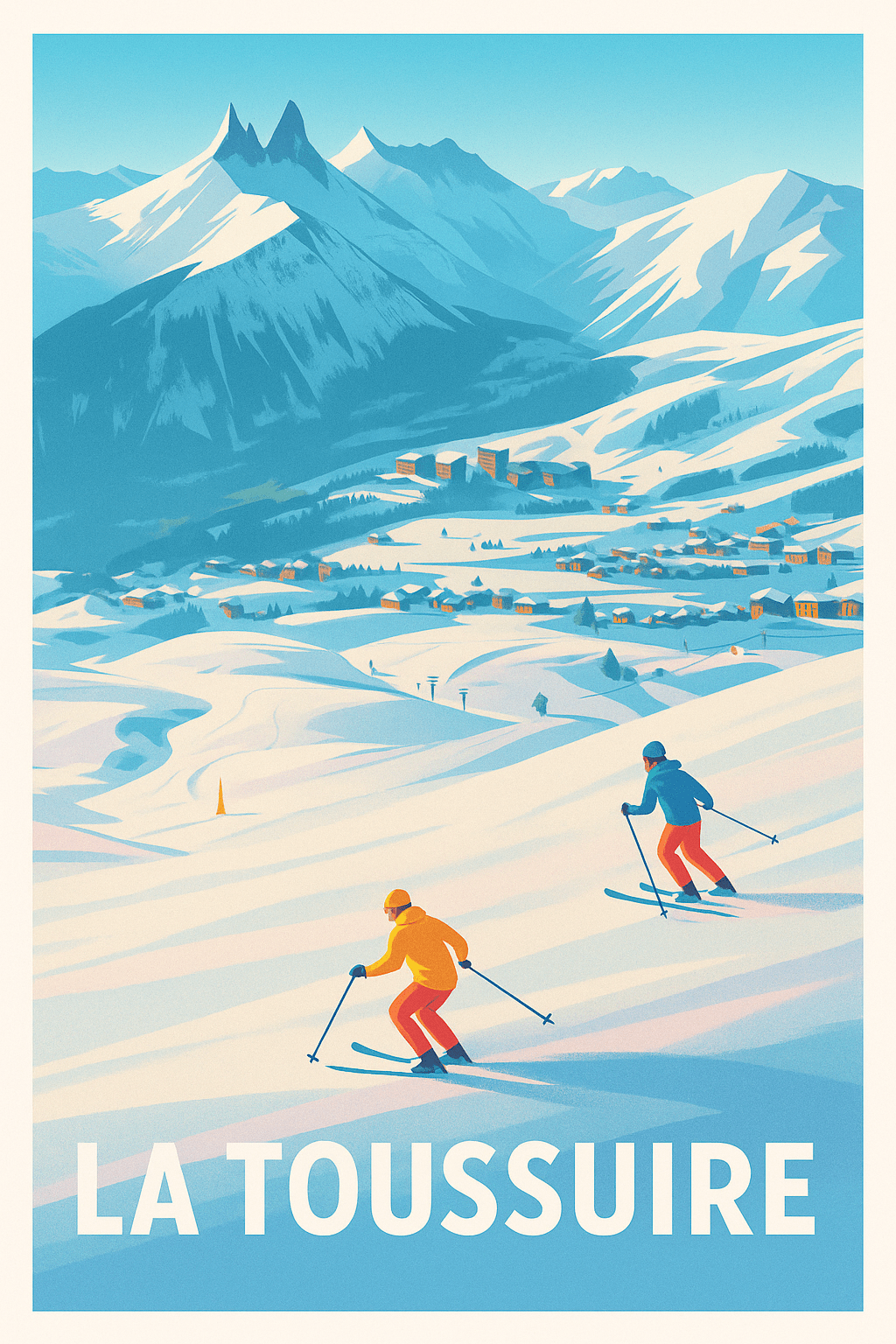 Savoie France Affiche de La Toussuire - L'appel des pistes enneigées