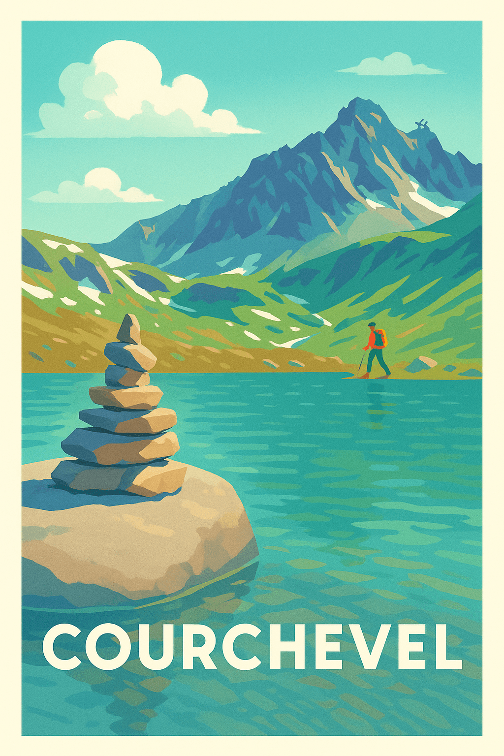 Savoie France Pas de Cadre / 20 × 30cm Affiche de Courchevel - L'élégance paisible des Alpes