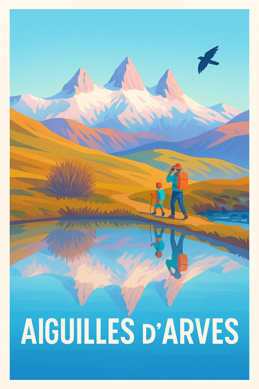 Savoie France Pas de Cadre / A4 (20 x 30) / Standard Affiche de Aiguilles d'Arves - L'appel de la montagne éternelle