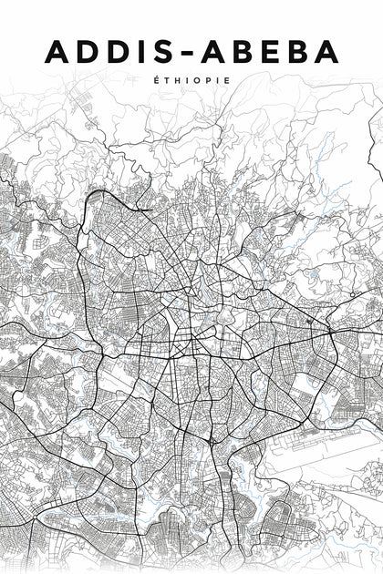 Affiche d'Addis-Abeba, plan de ville Éthiopie | Afich