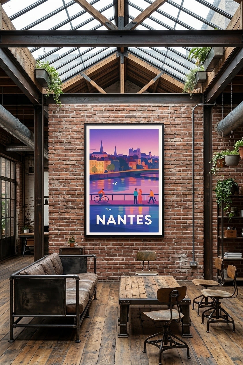 Affiche de Nantes dans un loft industriel | Afich