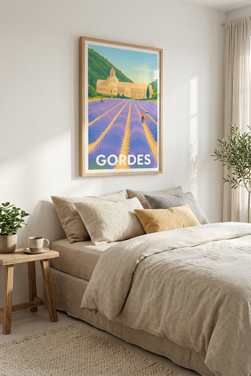 Affiche de Gordes - Chambre à coucher décoration avec affiche Provence | Afich